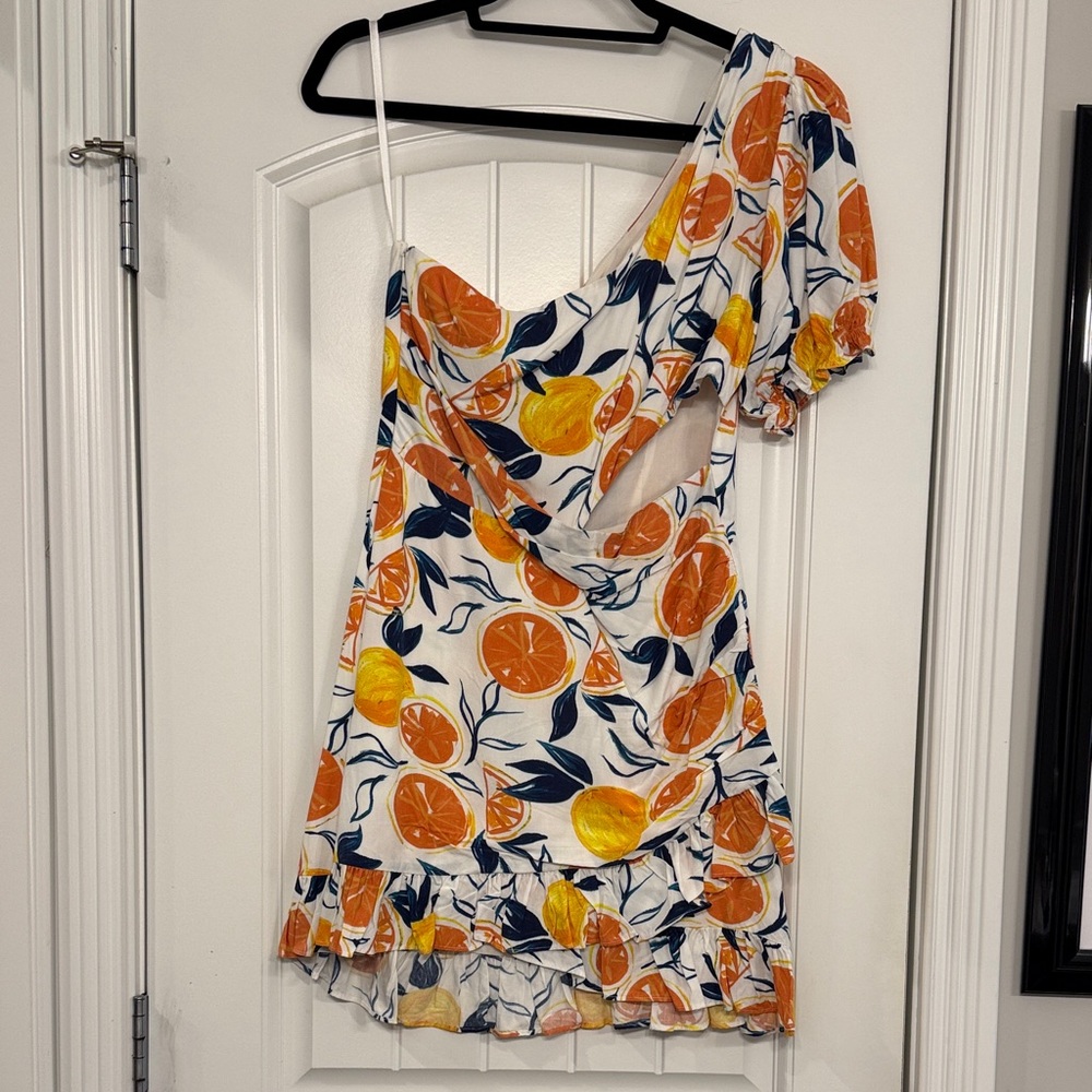 Petal & Pup Seven Wonders Floral Print One-Shoulder Dress, Size 8 (UK 12 AUS 12)
